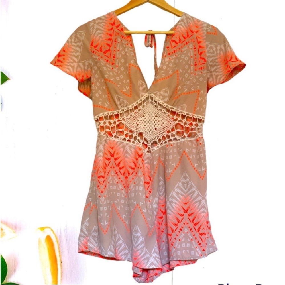 ILLA ILLA Beige and orange romper